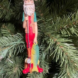 Santa Fisherman Ornament